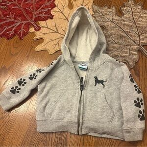 Black dog kids full zip up classic grey hoodie